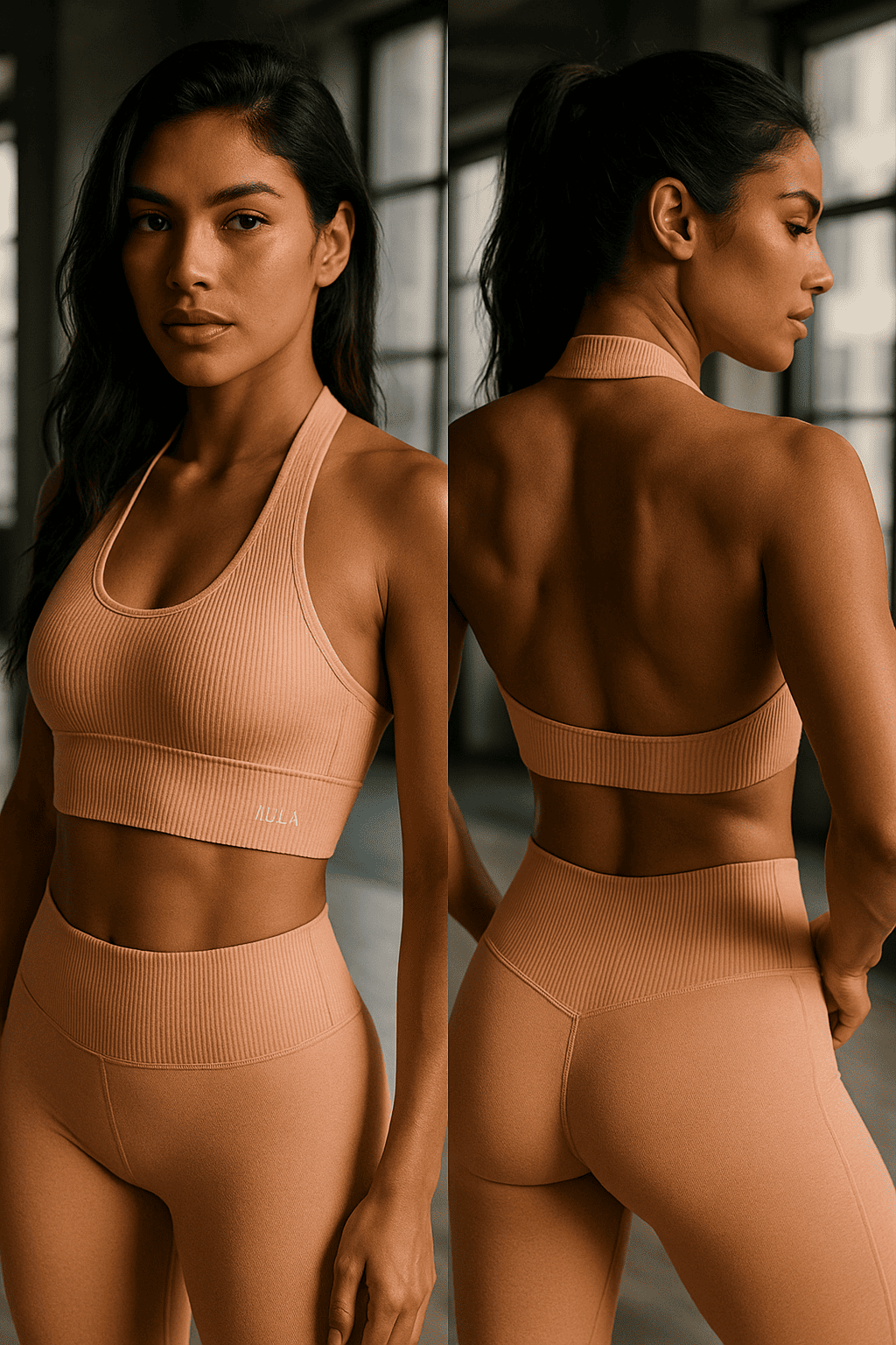 Halter Sports Bra con Espalda Abierta
